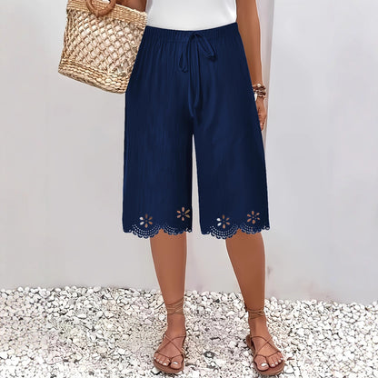 Damen Weite Culotte mit elegantem Lochmuster und elastischem Bund Stalluxe