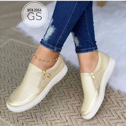 Damen Slip-On Sneakers mit modischem Reißverschlussdesign und atmungsaktiver Oberfläche Stalluxe