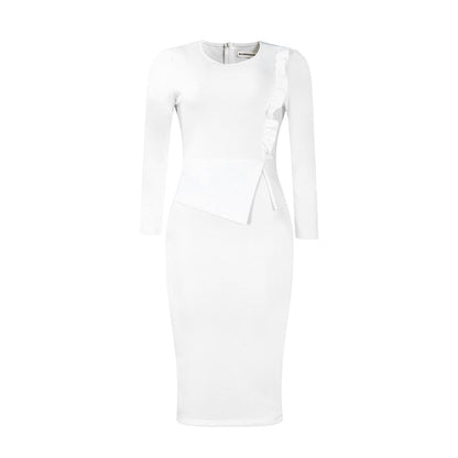 Damen Elegantes Businesskleid mit Rüschendetails und taillierter Silhouette Stalluxe