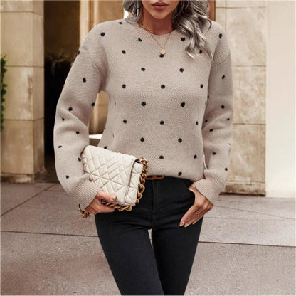 Damen Gemusterter Strickpullover mit Rundhalsausschnitt und lässiger Passform Stalluxe