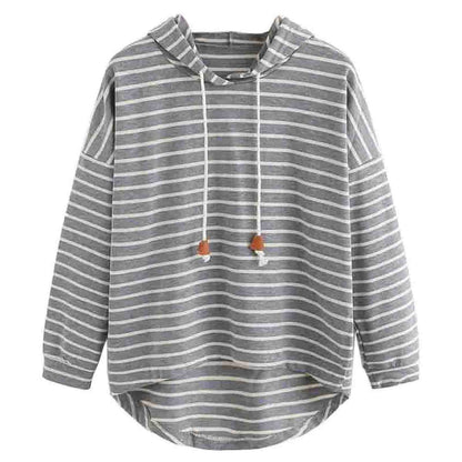 Damen gestreifter Hoodie mit lässigem Schnitt und Kordelzug Stalluxe