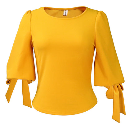 Damen Bluse mit voluminösen Ärmeln und Bänder Stalluxe