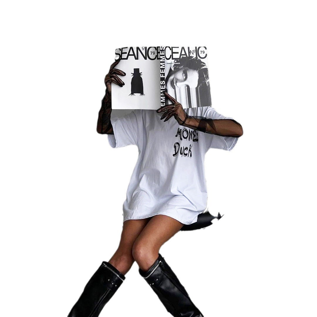 Damen Oversized T-Shirt mit kreativem Aufdruck Stalluxe