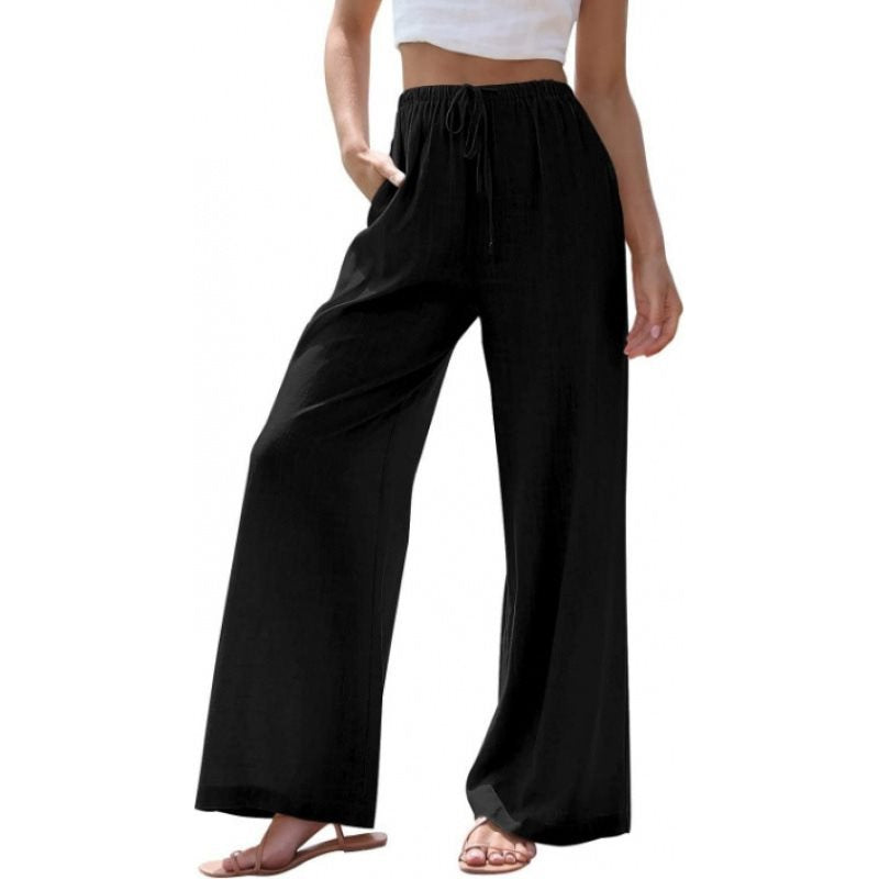 Damen Weite Palazzo-Hose mit elastischem Bund und seitlichen Taschen Stalluxe