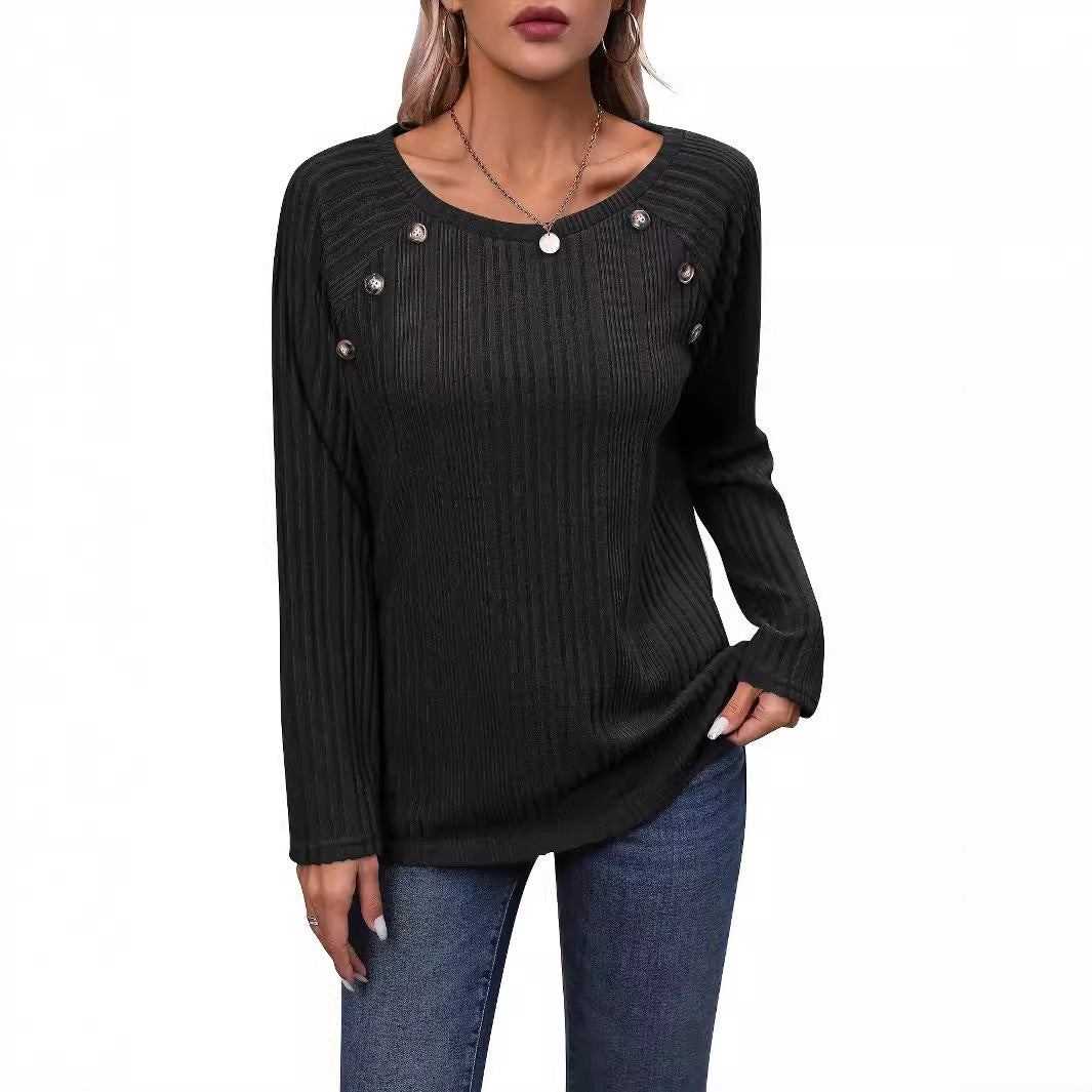 Damen Strickoberteil mit modischem Rippendesign und dekorativen Knopfdetails Stalluxe