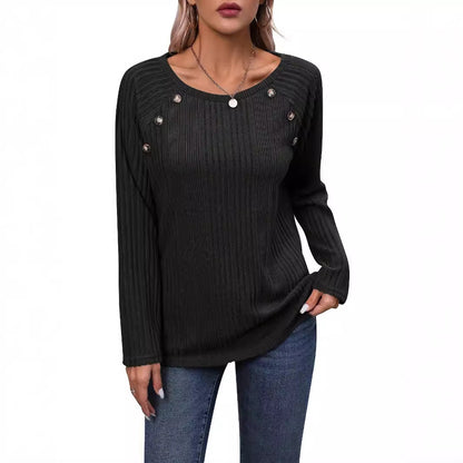 Damen Strickoberteil mit modischem Rippendesign und dekorativen Knopfdetails Stalluxe