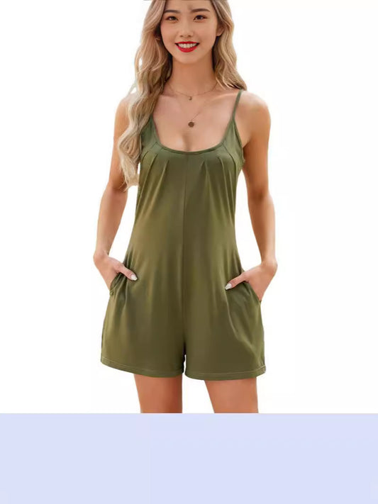 Damen Jumpsuit mit Spaghettiträgern und praktischen Taschen Stalluxe