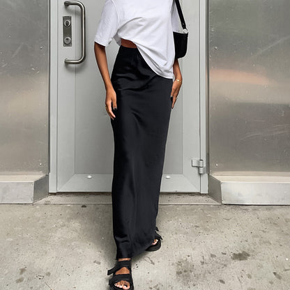 Damen Maxirock aus hochwertigem Satin mit elegantem Schnitt und fließendem Fall Stalluxe