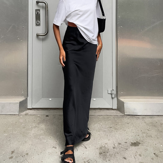 Damen Maxirock aus hochwertigem Satin mit elegantem Schnitt und fließendem Fall Stalluxe