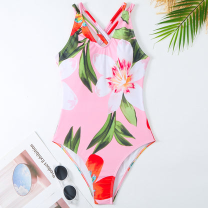 Damen Badeanzug mit kreativem Floral-Design und elegantem Wickelrock Stalluxe