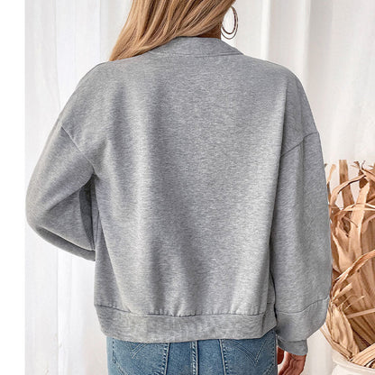 Damen lässige Sweatjacke mit voluminösen Ärmeln und Reißverschluss Stalluxe