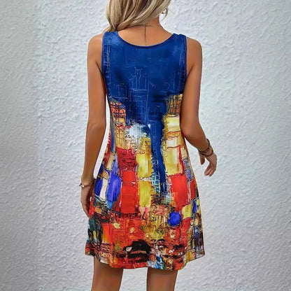 Damen Kurzärmliges Sommerkleid mit grafischem Druck und figurbetontem Schnitt Stalluxe