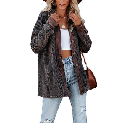Damen lässige Overshirtjacke mit strukturiertem Design und praktischen Taschen Stalluxe