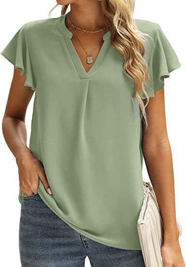 Damen Bluse mit Rüschendetails und V-Ausschnitt Stalluxe