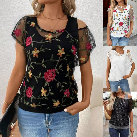 Damen Blouse mit floralen Applikationen Stalluxe