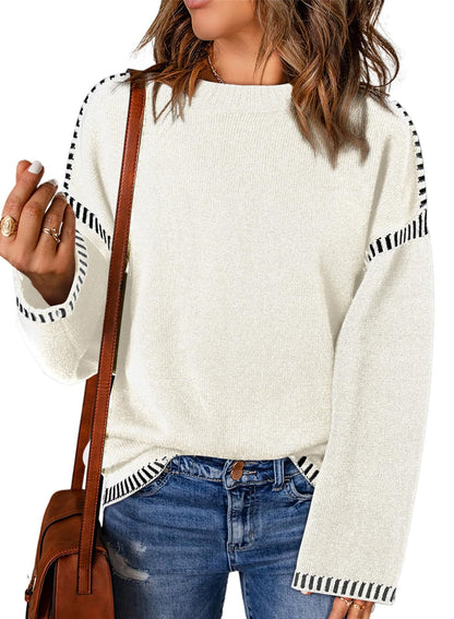 Damen lässiger Pullover mit Streifenakzenten Stalluxe