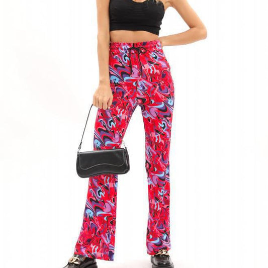 Damen Modeflair Hose mit künstlerischem Muster und elastischem Bund Stalluxe