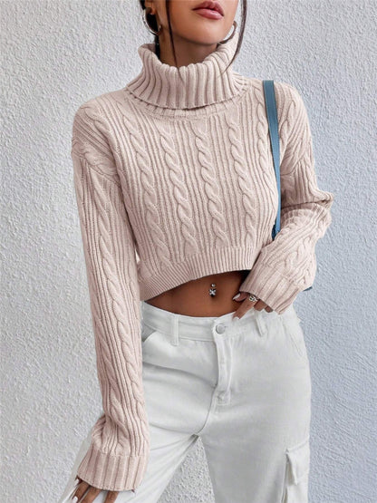 Damen Grobstrick Pullover mit hohem Kragen Stalluxe