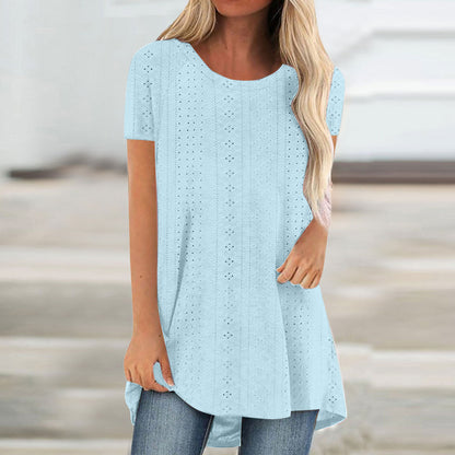 Damen Lässiges Lochmuster Tunika-Shirt Stalluxe