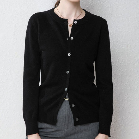 Damen Langärmliger Cardigan aus weichem Feinstrick mit Knopfleiste Stalluxe
