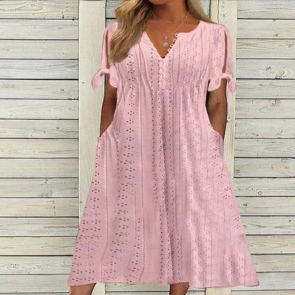 Damen lässiges Sommerkleid mit besonderer Lochmusterung Stalluxe