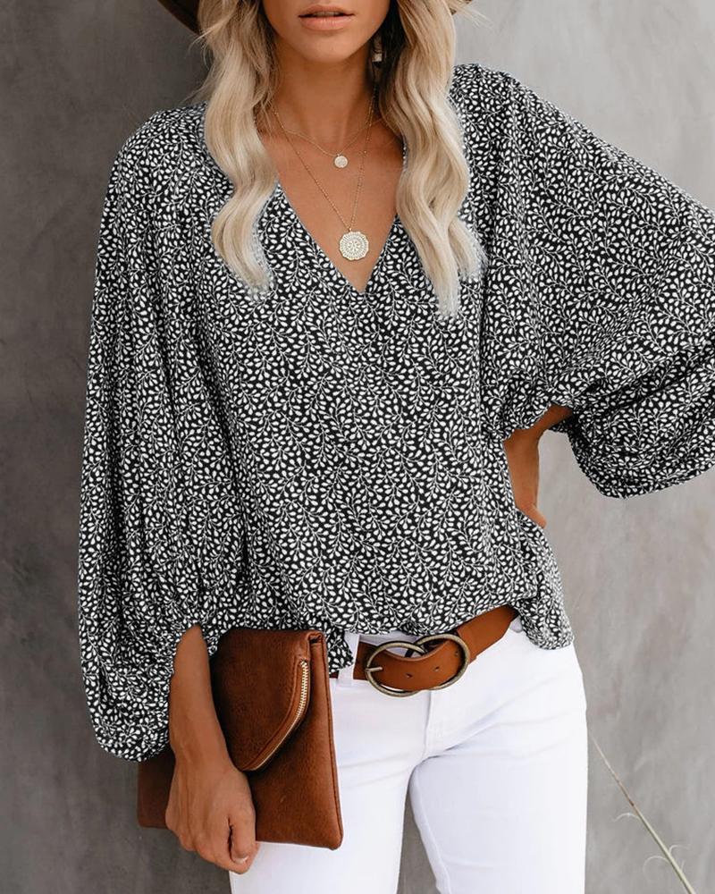 Damen Bluse mit voluminösen Ärmeln und V-Ausschnitt Stalluxe