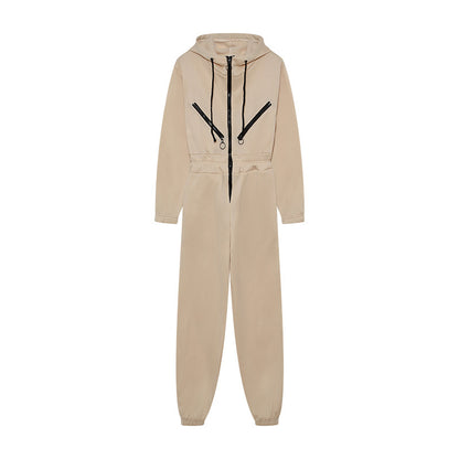 Damen Freizeit-Jumpsuit mit modernem Kapuzen-Design und praktischen Taschen Stalluxe