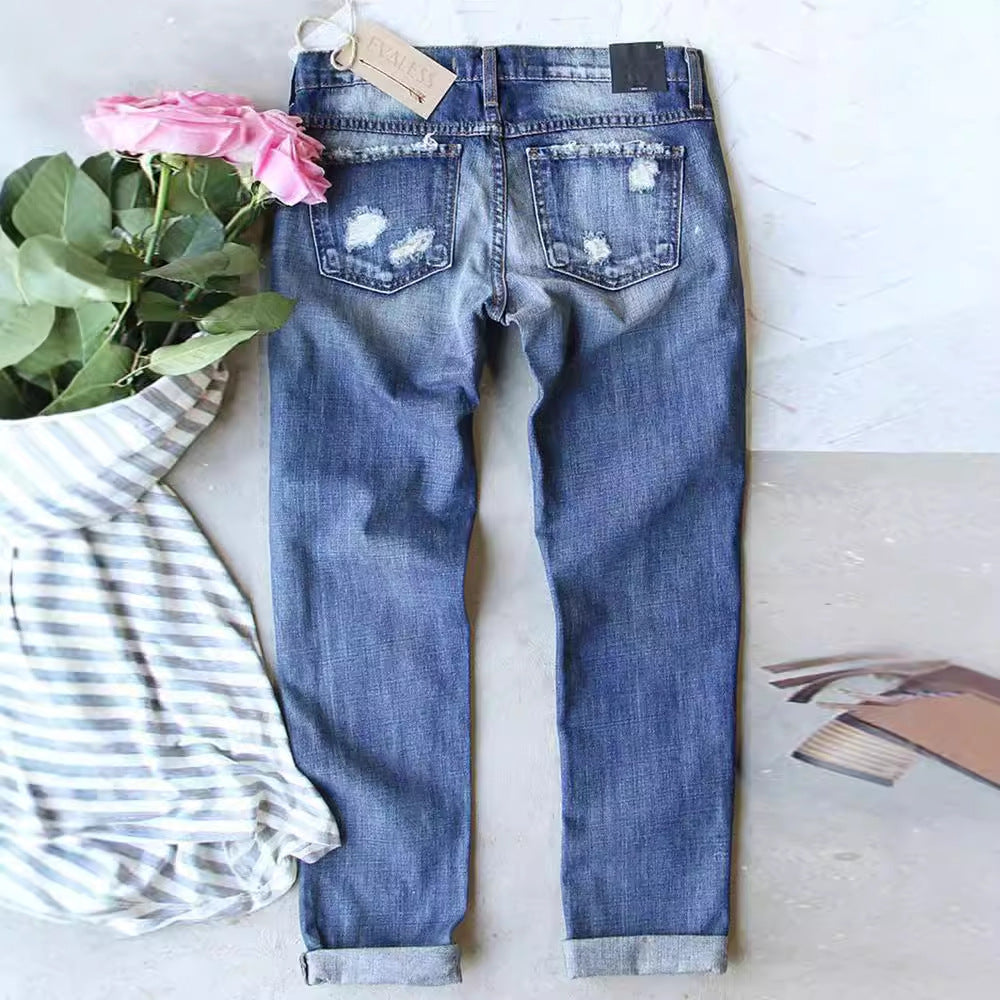 Damen Skinny Jeans mit auffälligen Totenkopf-Mustern Stalluxe
