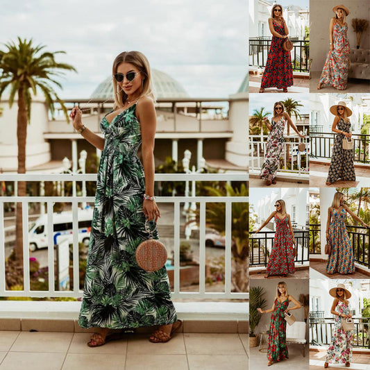Damen Maxikleid mit floralen Mustern und raffiniertem Schnitt Stalluxe