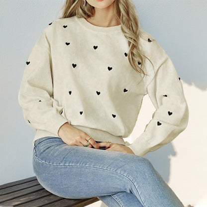 Damen kuscheliger Pullover mit Herzmotiven Stalluxe