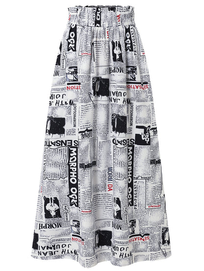 Damen Maxirock mit innovativem Zeitungsdruck Stalluxe