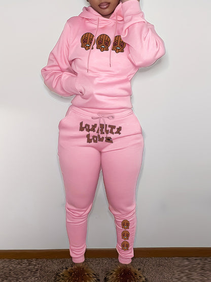 Damen Hoodie und Jogginghose Set mit kreativem Weihnachtsmotiv und bequemen Schnitt Stalluxe