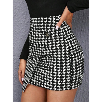 Damen Minirock mit asymmetrischem Schnitt und Knöpfen Stalluxe