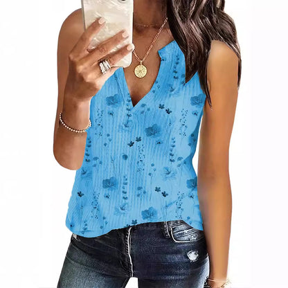 Damen luftiges Blusenshirt mit floralem Druck und V-Ausschnitt Stalluxe