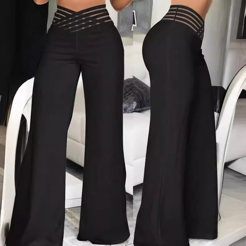 Damen weite Culotte-Hose mit modernem Cut-Out und elastischem Bund Stalluxe