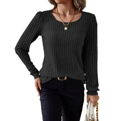 Damen Gestreifter Pullover mit Puffärmeln Stalluxe