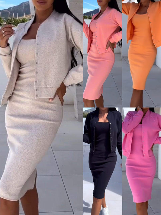 Damen sportliches Kleid mit modischer Jacke Stalluxe