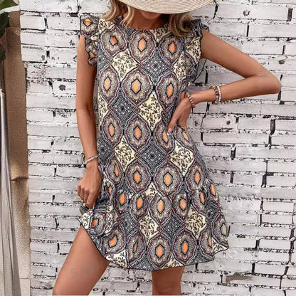 Damen kurzes Sommerkleid mit Rüschendetails Stalluxe