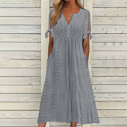 Damen lässiges Sommerkleid mit besonderer Lochmusterung Stalluxe