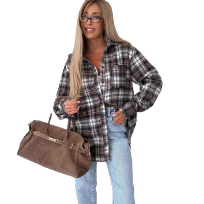 Damen Karierte Overshirt Stalluxe