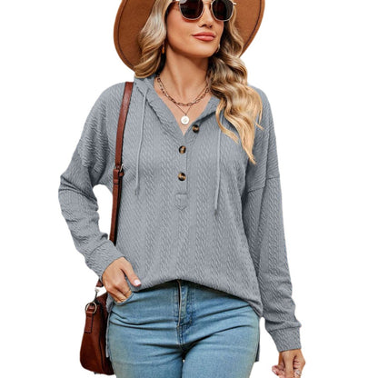 Damen lässiger Pullover mit Knopfdetails und Kapuze Stalluxe