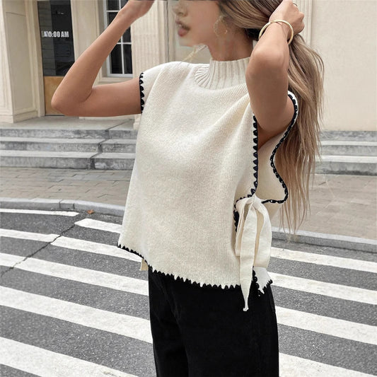 Damen Stricktop mit einzigartigen Cut-Outs und verspieltem Knoten Stalluxe