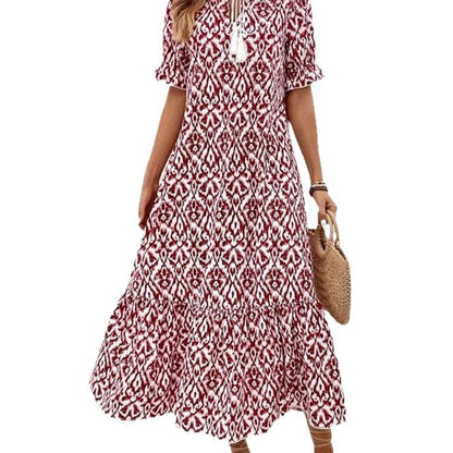 Damen Maxikleid mit modernem Boho-Design und lässigem V-Ausschnitt Stalluxe