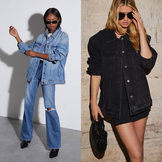 Damen Modische Oversized Jeansjacke mit lässigem Schnitt Stalluxe