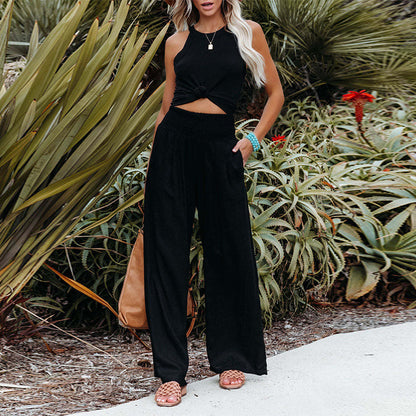 Damen Weite Sommerhose mit elastischem Bund und legerem Schnitt Stalluxe