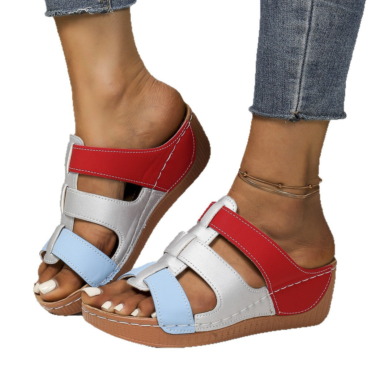Damen modische Sandaletten mit breiten, verstellbaren Riemen und komfortabler Sohle Stalluxe