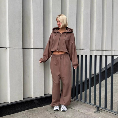 Damen lässiger Oversized Hoodie und weite Jogginghose Set Stalluxe