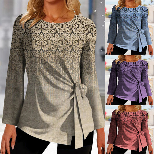 Damen Elegantes Oberteil mit Knoten-Detail und grafischem Muster Stalluxe