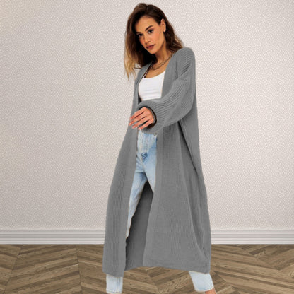 Damen Langer gestrickter Cardigan mit lässigem Schnitt und strukturierter Textur Stalluxe
