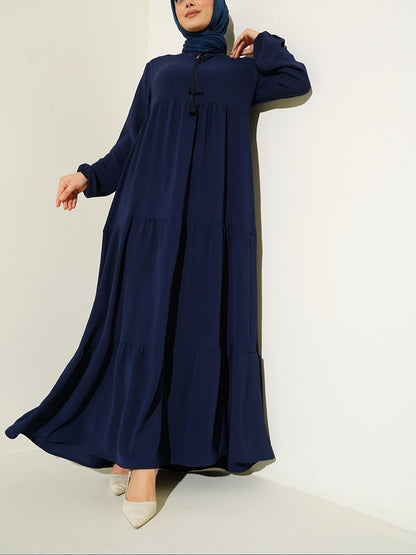 Damen Maxikleid mit voluminösem Rock und feinen Tasseln Stalluxe